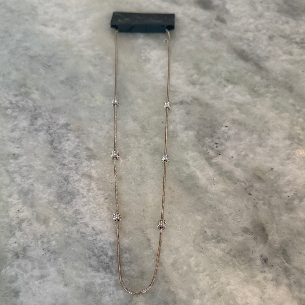 White House Black Market gold 16 inch Necklace with Crystal Details